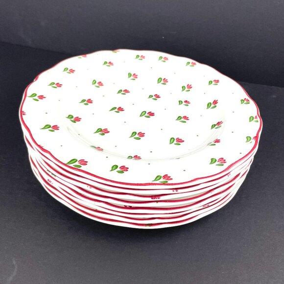 Set Johnson Brothers 8 Dinner Plate 93/4 Floral Sprigs Ironstone Made in England - Picture 1 of 7